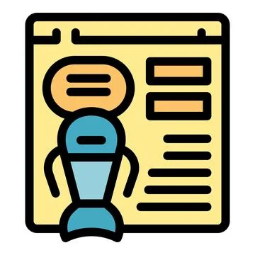 Chatbot communicating on website interface with speech bubble icon Stock Illustration