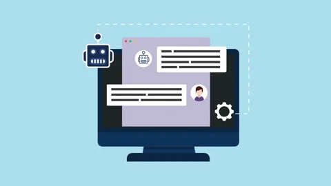 Chatbot Communication Flat Design 2d Animation with Alpha Matte Stock Footage 341835332