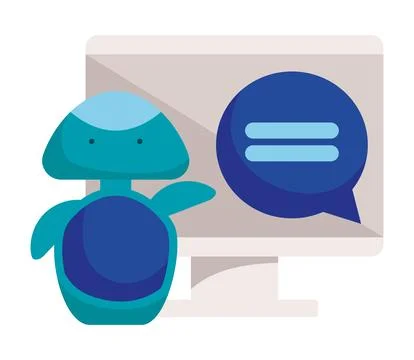 Chatbot with computer Stock Illustration