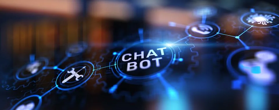 Chatbot computer program designed for conversation with human users over the  Stock Illustration