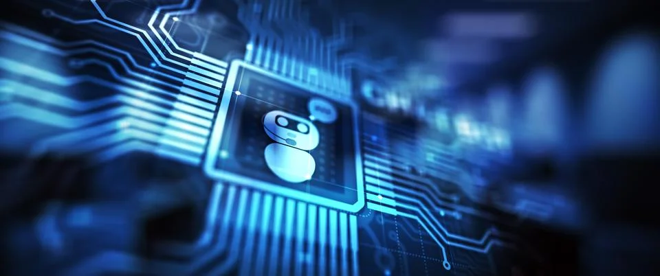Chatbot computer program designed for conversation with human users over the  Fotos Stock