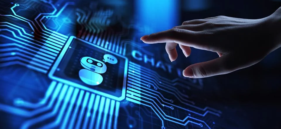 Chatbot computer program designed for conversation with human users over the  Stock Photos