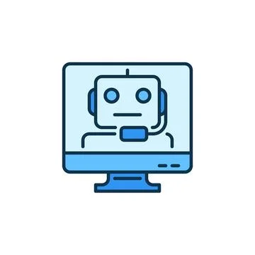 Chatbot on Computer Screen vector Online Chat concept colored icon Stock Illustration