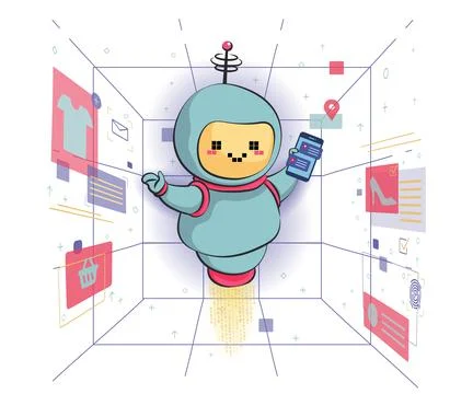 Chatbot concept. AI robot assistant, online customer support. chatting with c Stock Illustration
