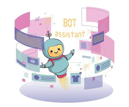 Chatbot concept. AI robot assistant, online customer support. chatting with c Stock Illustration