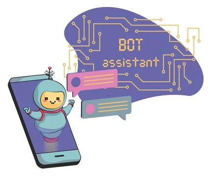 Chatbot concept. AI robot assistant, online customer support. chatting with c Stock Illustration