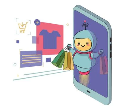 Chatbot concept. AI robot assistant, online customer support. chatting with c Stock Illustration