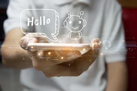 Chatbot concept, artificial intelligence development and self-learning of a.. Stock Photos