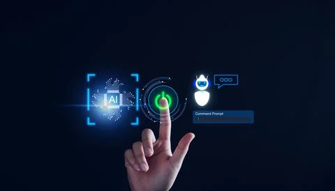 Chatbot concept. open AI, Artificial Intelligence. businessman using techno.. Foto stock
