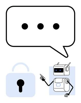 Chatbot Concept with Speech Bubble and Padlock Symbolizing Secure Communica.. 스톡 일러스트