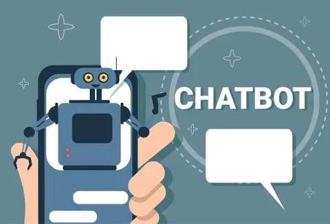 Chatbot Concept Support Robot Technology Digital Chat Bot Application On Smart Stock Illustration