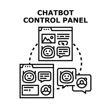 Chatbot control panel managing artificial intelligence conversation Stock Illustration