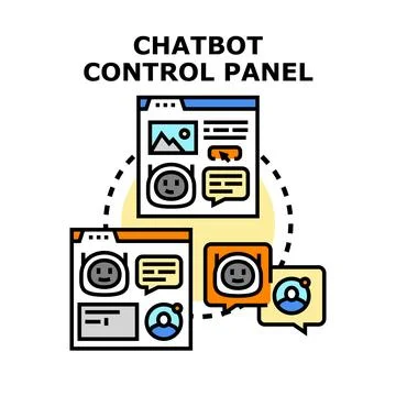Chatbot control panel managing artificial intelligence conversation Stock Illustration
