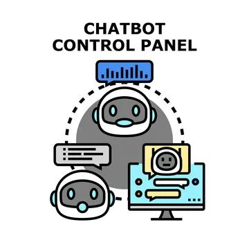 Chatbot control panel managing artificial intelligence assistance Illustrazione stock