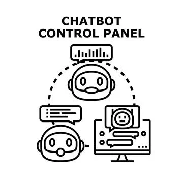 Chatbot control panel managing artificial intelligence assistance Stock Illustration