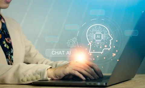 Chatbot conversation Ai Artificial Intelligence technology online customer .. Stock Photos