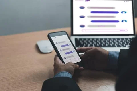 Chatbot conversation Ai Artificial Intelligence technology online customer .. Foto stock