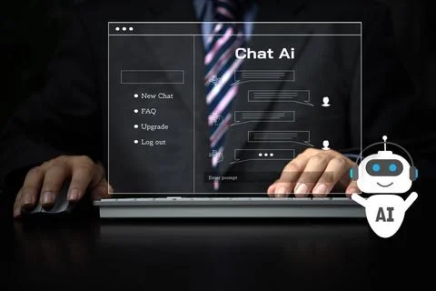 Chatbot conversation Ai Artificial Intelligence technology online customer .. Stock Photos