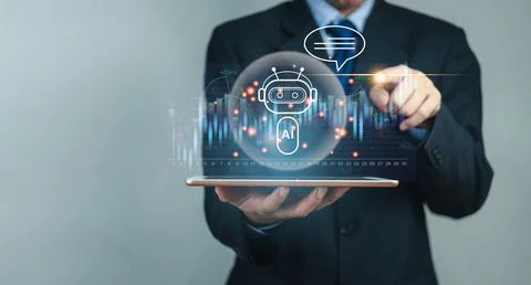 Chatbot conversation Ai Artificial Intelligence technology online customer .. Stock Photos