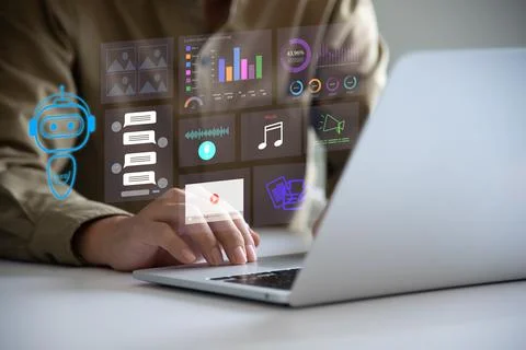 Chatbot conversation Ai Artificial Intelligence technology online customer .. Stock Photos