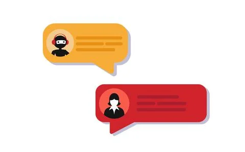 Chatbot conversation with artificial intelligence technology providing virtual Stock Illustration