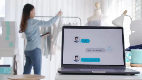 Chatbot conversation on laptop screen interface with artificial intelligence 動画素材 149754861