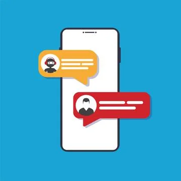 Chatbot conversation on smartphone screen app interface with artificial Stock Illustration