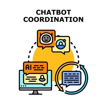 Chatbot coordination processing digital communication concept Stock Illustration