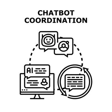 Chatbot coordination processing digital communication concept Stock Illustration
