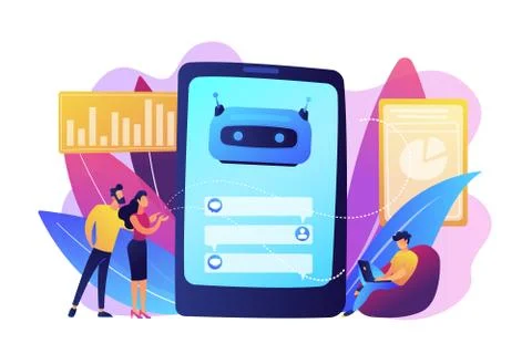 Chatbot customer service concept vector illustration. Illustrazione stock