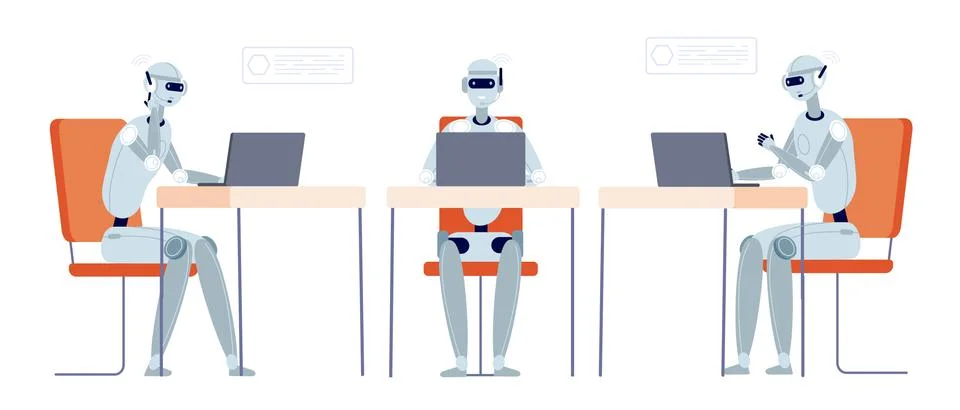 Chatbot customer support. Modern robot chatting, bot service or hotline. Smart イラスト素材