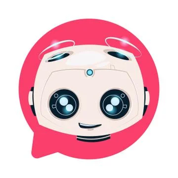 Chatbot Cute Robot In Chat Bubble Icon Isolated Chatterbot Technology Concept Illustrazione stock