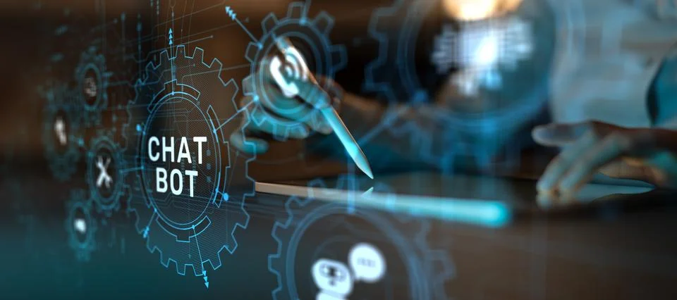 Chatbot Development and Artificial Intelligence Communication Systems. Stock Photos