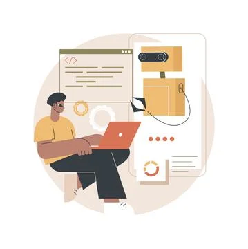 Chatbot development platform abstract concept vector illustration. Stock Illustration