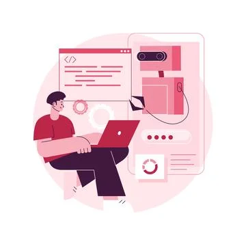 Chatbot development platform abstract concept vector illustration. Stock Illustration