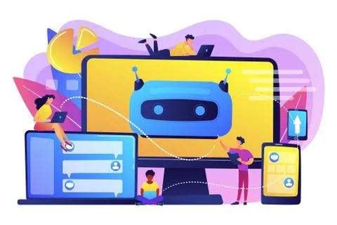 Chatbot development platform concept vector illustration. イラスト素材