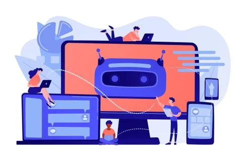 Chatbot development platform concept vector illustration. Stock Illustration