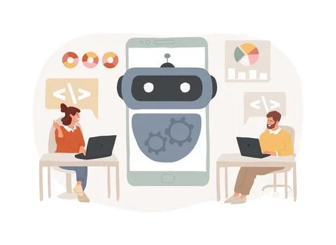 Chatbot development platform isolated concept vector illustration. Stock Illustration