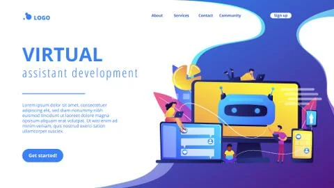 Chatbot development platformconcept landing page. Illustrazione stock