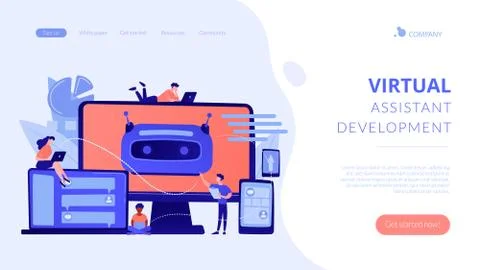 Chatbot development platformconcept landing page. イラスト素材