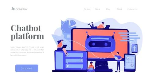 Chatbot development platformconcept landing page. Illustrazione stock