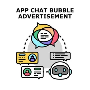 Chatbot engaging in application online conversation advertising Stock Illustration