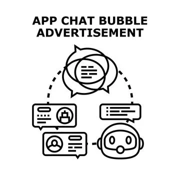 Chatbot engaging in application online conversation advertising Stock Illustration