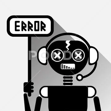 Chatbot Error Icon Concept Black Chat Bot Or Chatterbot Service Of Online  Illustration #83636420