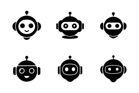 Chatbot face Icons set. Stock Illustration