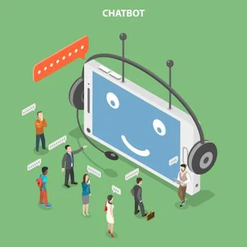 Chatbot flat isometric vector concept. Stock Illustration