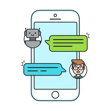 Chatbot flat line vector icon concept Stock Illustration
