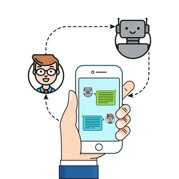 Chatbot flat line vector icon concept Stock Illustration