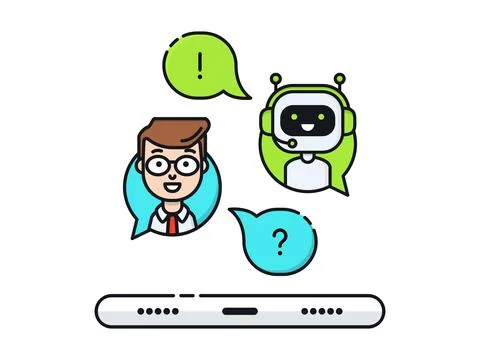 Chatbot flat line vector illustration concept Stock Illustration
