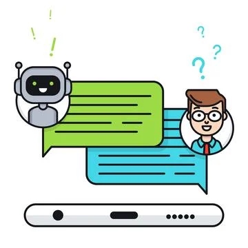 Chatbot flat line vector illustration concept Stock Illustration
